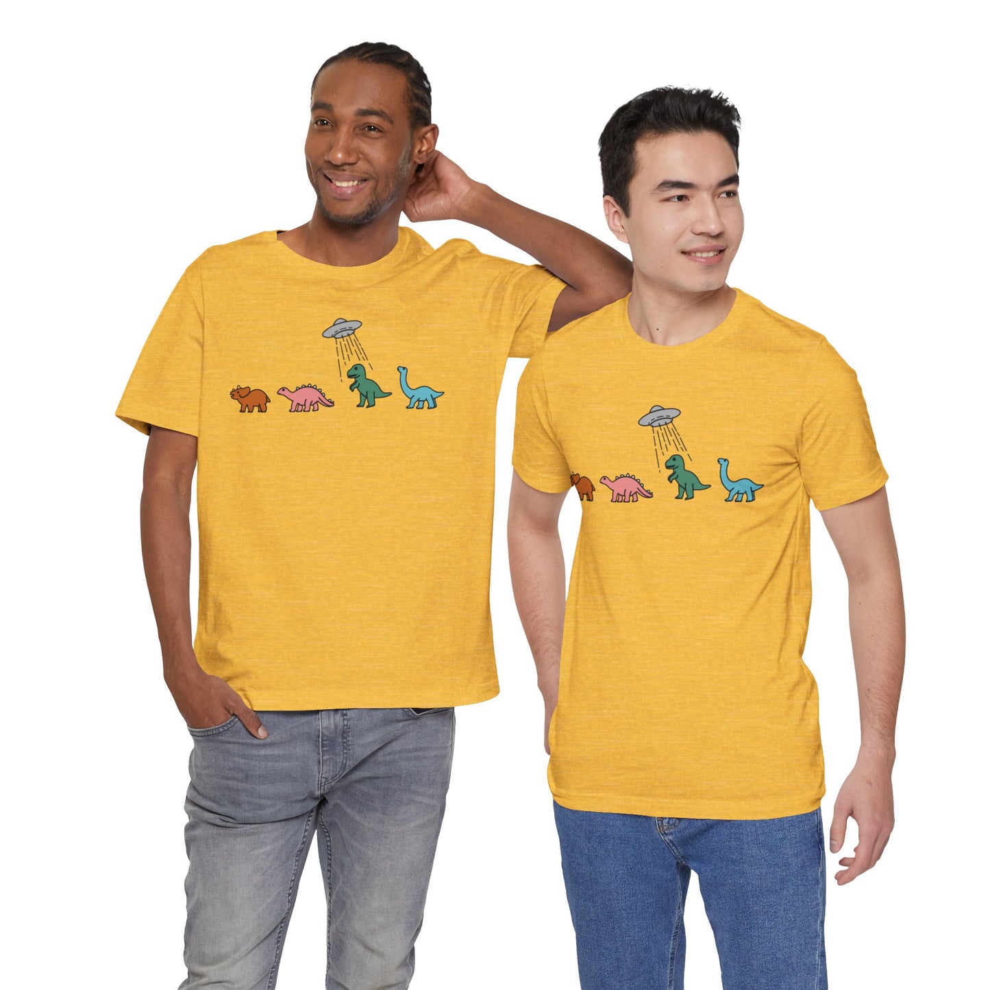 UFO and Dinosaurs Retro Unisex Jersey Short Sleeve Tee