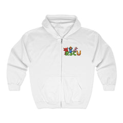 Russell Sage College Mascot Full Zip Hoodie - Purple Cow, Red Devil, Golden Horseshoe, Blue Angel