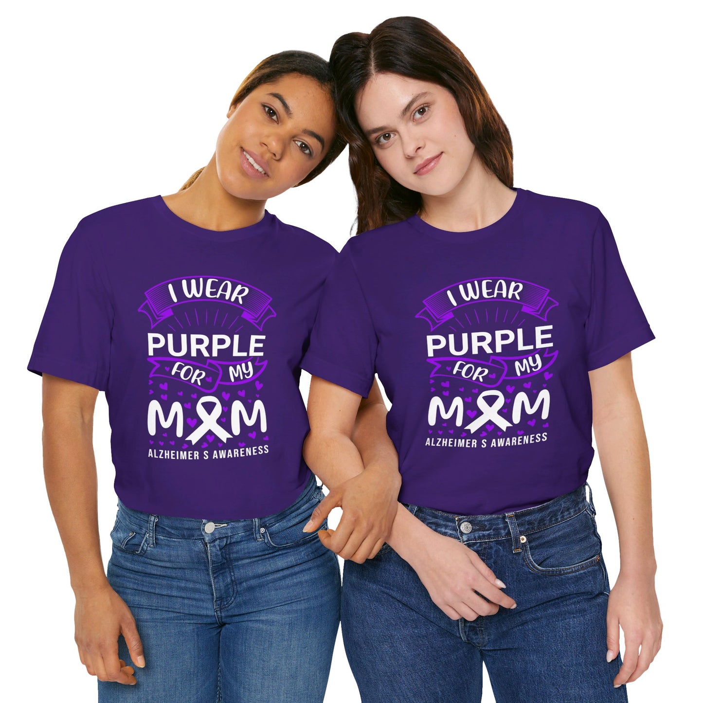 I Wear Purple For My Mom Alzheimers Awareness - Unisex Jersey Short Sleeve Tee