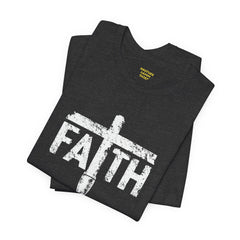 Faith Cross Prosthetic Leg T‑Shirt — Amputee Inspirational Christian Tee