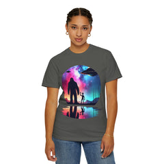 Bigfoot & Alien Nightscape T-Shirt — Sasquatch UFO Graphic Tee