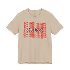 100 Days of School - Unisex Short Sleeve Tee | Elementary School Holiday, Teacher Apparel, Kids Motivation, Days Checked Off