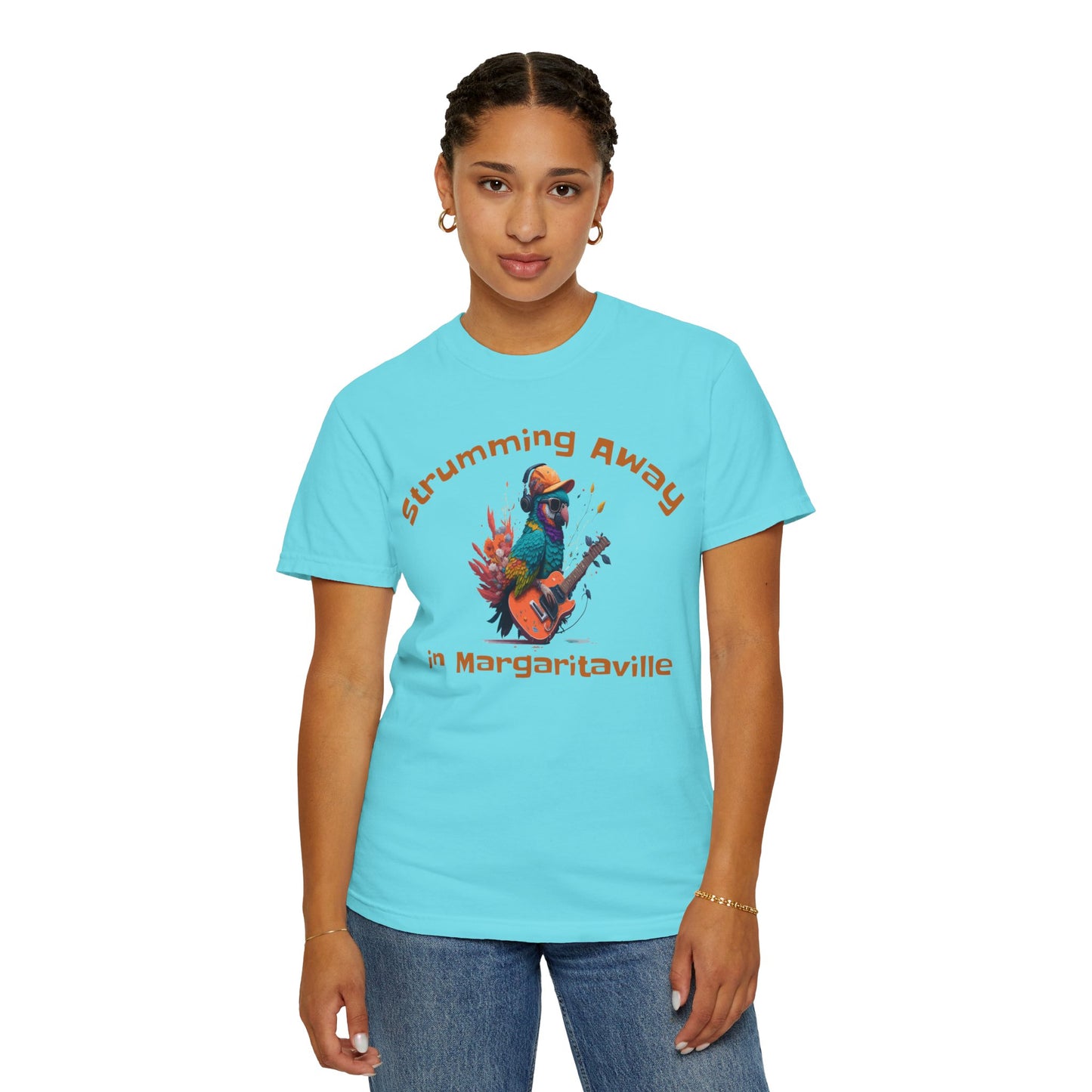 Parrot Strummin Away In Margaritaville - Unisex Garment-Dyed T-shirt