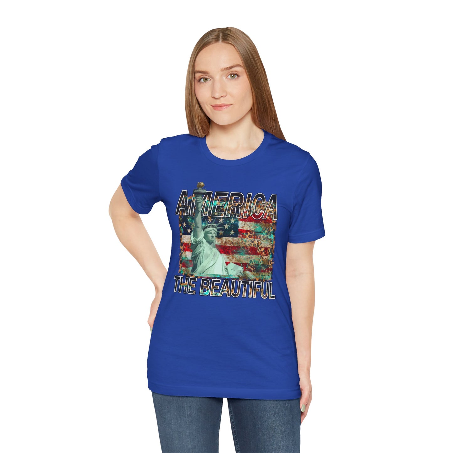 Statue Of Liberty, America The Beautiful, Unisex Jersey Short Sleeve Tee