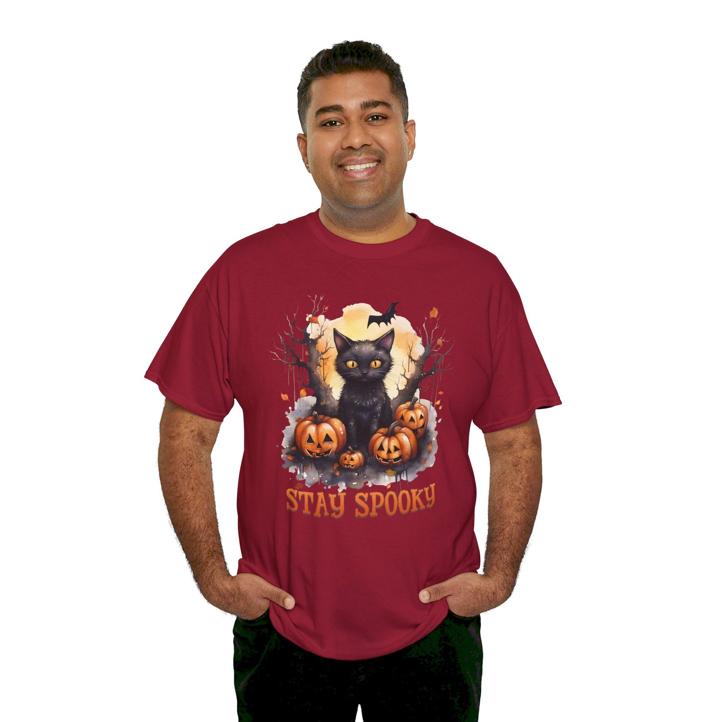 Black Cat And Pumpkin! Graphic Unisex Heavy Cotton Tee