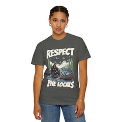 Bigfoot and Alien Outdoor Canoe Adventure - Respect The Locals T-Shirt