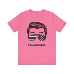 BACK THE BLUE Dad with Glasses, Graphic Unisex Short Sleeve Tee