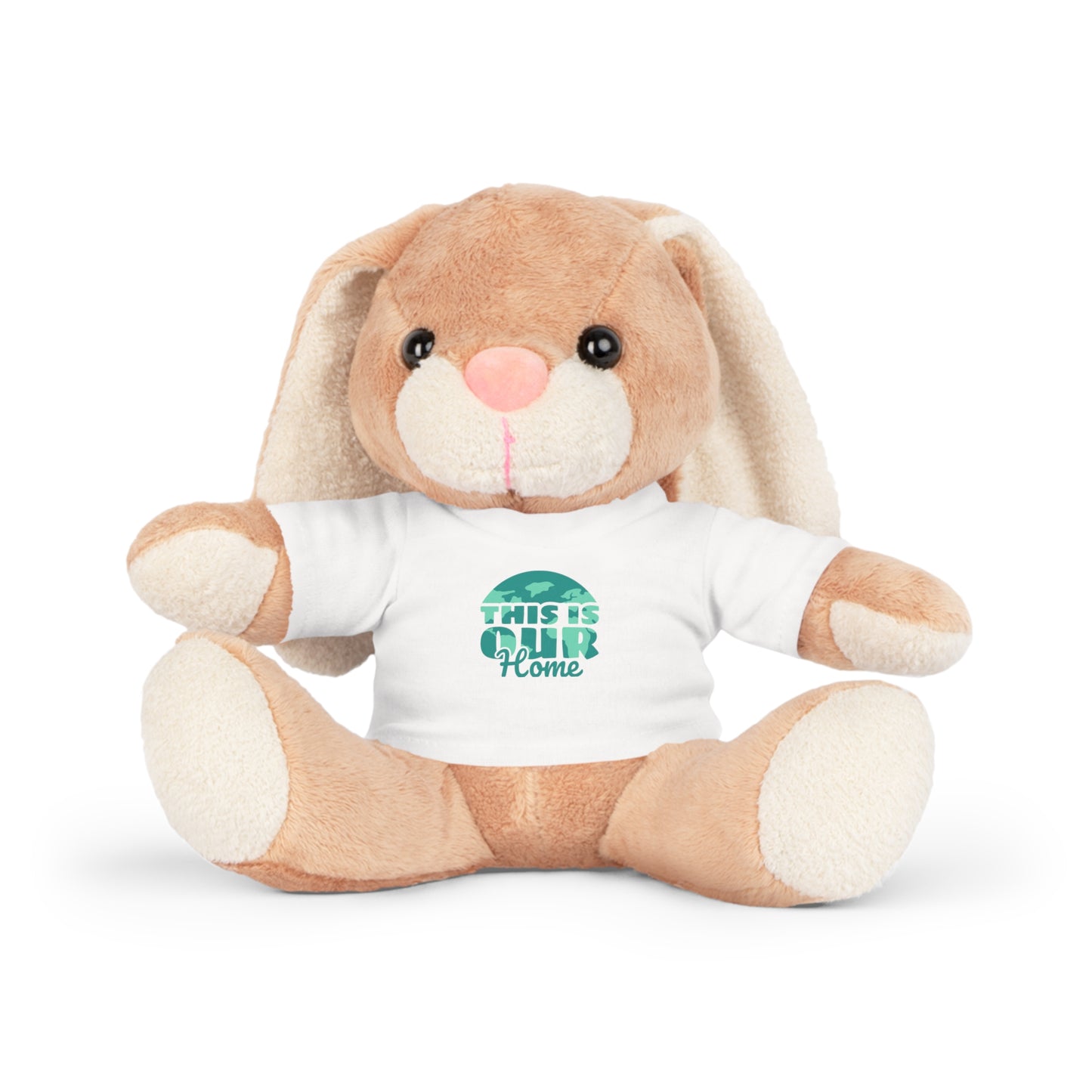 EARTH DAY ANIMAL, Plush Toy with T-Shirt, Teddy Bear, Bunny Rabbit, Sheep, Elephant,This Is Our Home, animal lover gift, kids earth day gift