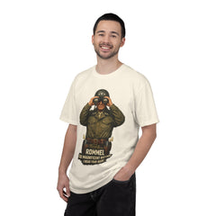 Graphic T-Shirt — Vintage WWII General George Patton Binoculars Design with "Rommel You Magnificent Bastard" Text