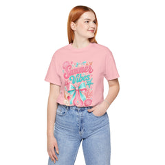 Summer Vibes Tee — Pastel Seashell Bow Beach T-Shirt