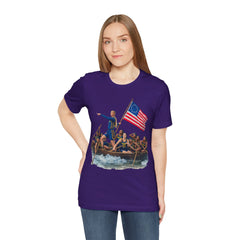 Historical Fever Patriot T‑Shirt — Revolutionary Flag Rowboat Design