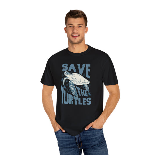 Sea Turtles, Save The Turtles -  Graphic Unisex Garment-Dyed T-shirt