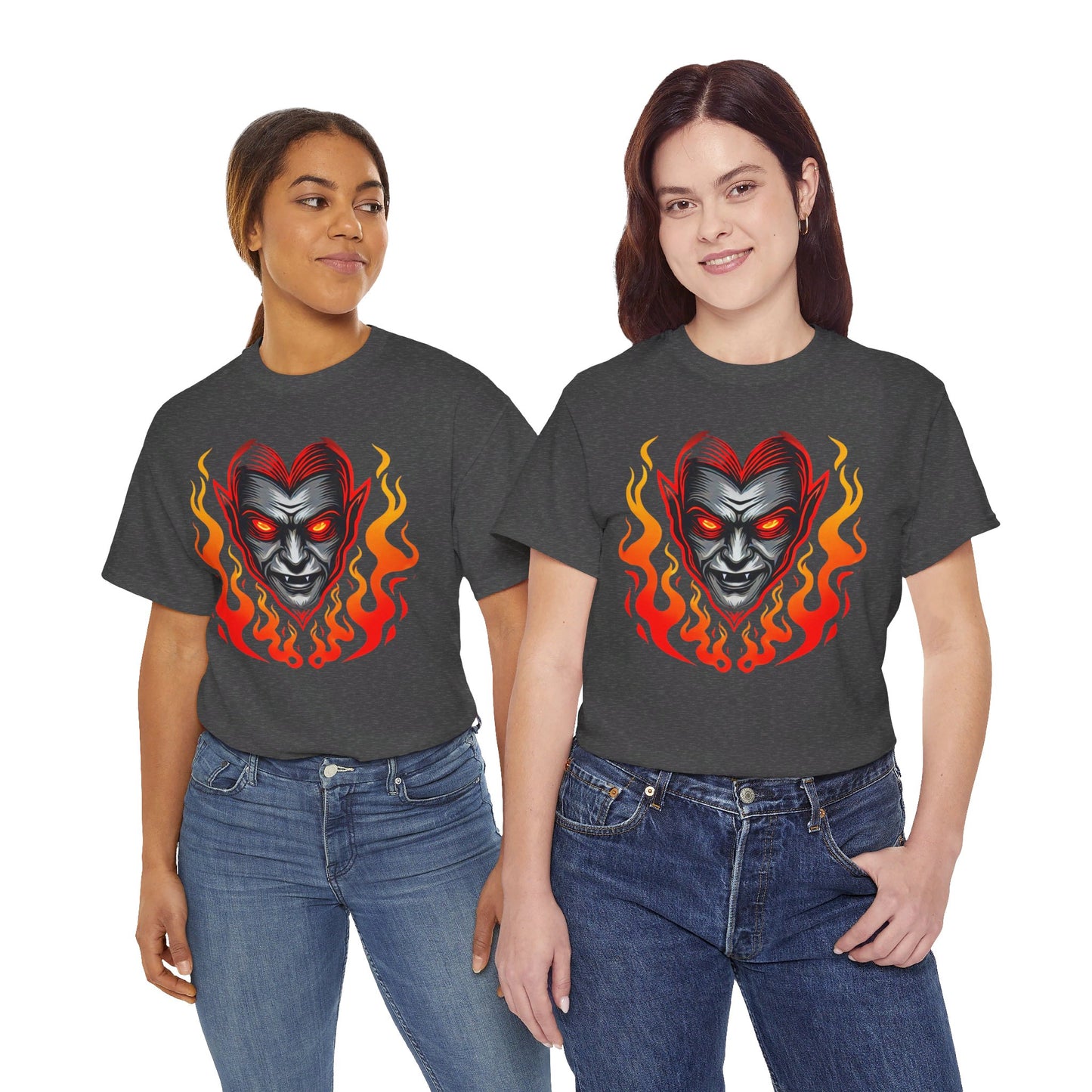 Flaming Fire Vampire - Graphic Unisex Heavy Cotton Tee