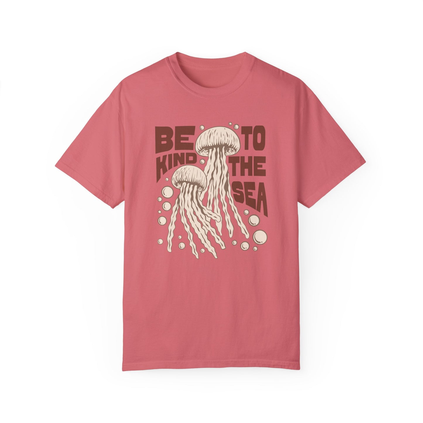 Jelly Fish, Be Kind To The Sea -  Graphic Unisex Garment-Dyed T-shirt