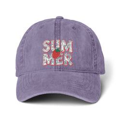 Women's SUMMER STRAWBERRY Pigment-Dyed Cap with Fashion Undervisor (Embroidery)