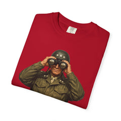 Graphic T-Shirt — Vintage WWII General George Patton Binoculars Design with "Rommel You Magnificent Bastard" Text