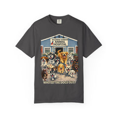 Pitbull Added "Who Let the Dogs Out?" Baldwin Harbor Animal Hospital Cute Vet Clinic T Shirt