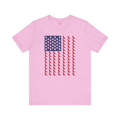 Personalized Dog Silhouette on American Flag - Tell us your dog breed, Unisex Short Sleeve Tee, Golden Retriever Silhouette Shown, Patriotic Shirt, Patriotic Pooch