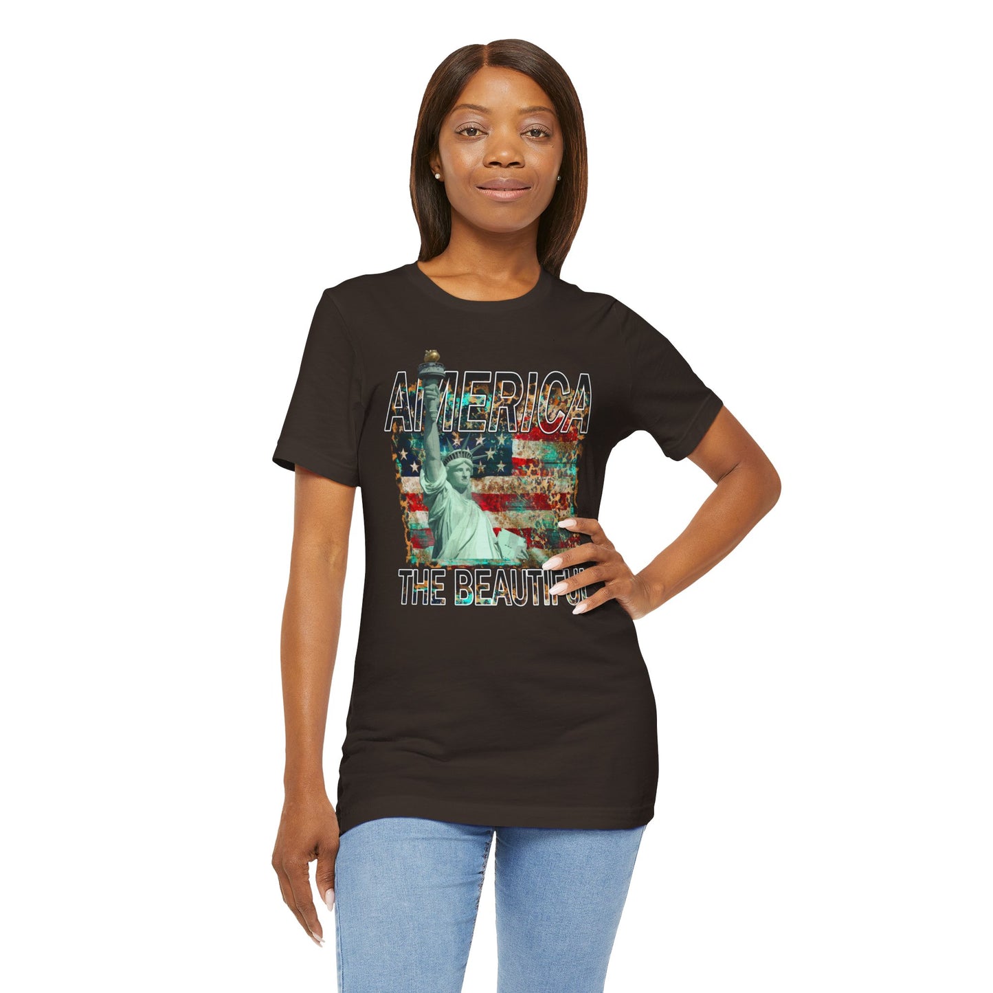 Statue Of Liberty, America The Beautiful, Unisex Jersey Short Sleeve Tee