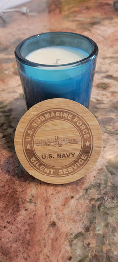 U.S. Navy Submarine Force "Silent Service" Engraved Soy Candle — 14 oz