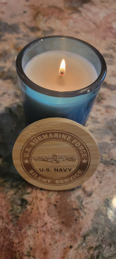 U.S. Navy Submarine Force "Silent Service" Engraved Soy Candle — 14 oz