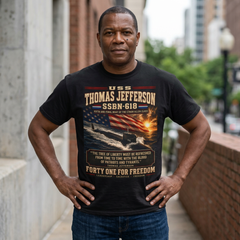 USS Thomas Jefferson SSBN-618 Submarine - "Forty One for Freedom" Patriotic Navy Tee