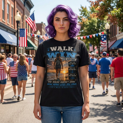 Women's Leg Amputee Walk to Win Water Leg Beach T-Shirt — Motivational Ocean Sunset Graphic Tee