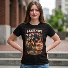 Amputee Patriotic 250th Anniversary T-Shirt — "Legends Never Need Two Legs" Vintage American Flag Tee