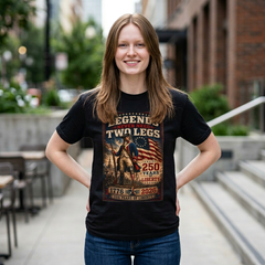 Amputee Patriotic 250th Anniversary T-Shirt — "Legends Never Need Two Legs" Vintage American Flag Tee