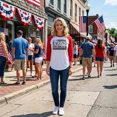 Raglan Shirt — Subtle 'RAISING PATRIOTS' Vintage Baseball Tee
