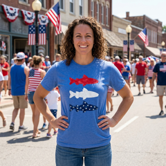 Patriotic Trout T-Shirt — Red White & Blue Fish Tee