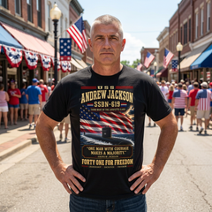 USS Andrew Jackson SSBN-619 Navy Submarine Tee — "One Man With Courage Makes a Majority"