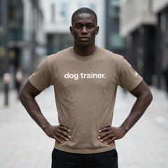 Dog Trainer T‑Shirt — "dog trainer." Front Logo with "we believe..." Positive Training Back Text