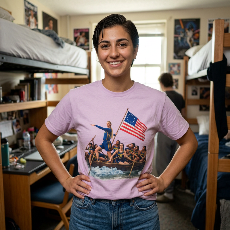 Historical Fever Patriot T‑Shirt — Revolutionary Flag Rowboat Design