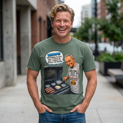 Grill Master Grandpa Funny BBQ T-Shirt — "Whoops! Pretending to Grill for a Photo" Graphic Tee