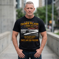 USS Casimir Pulaski SSBN-633 Submarine T-Shirt – "Forty One for Freedom" Navy Tribute