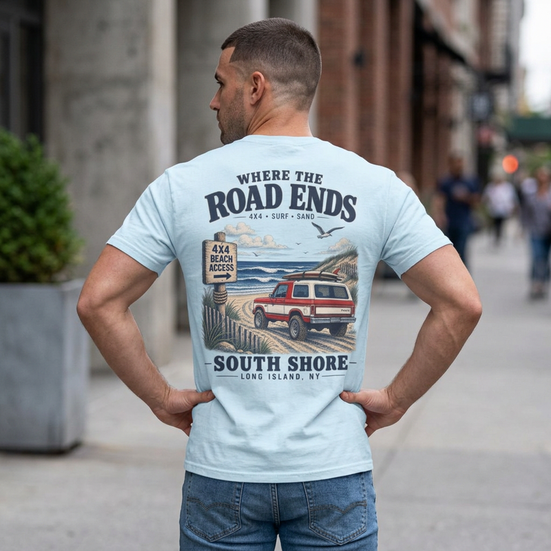 Where the Road Ends Long Island Unisex Garment-Dyed T-shirt