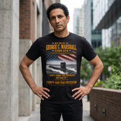 USS George C. Marshall SSBN-654 Submarine T-Shirt — "Don't Fight the Problem, Decide It" Patriotic Navy Tee