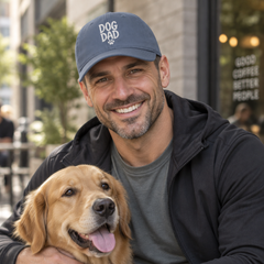 Embroidered Dog Dad Cap — Washed Coastal Baseball Hat with Paw Print