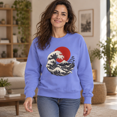 Japanese Wave and Red Sun Comfort Colors Sweatshirt