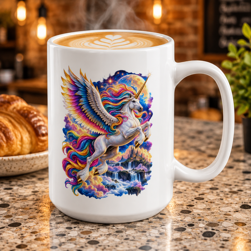 Colorful Feather Wings Unicorn Ceramic Mug | 11oz 15oz