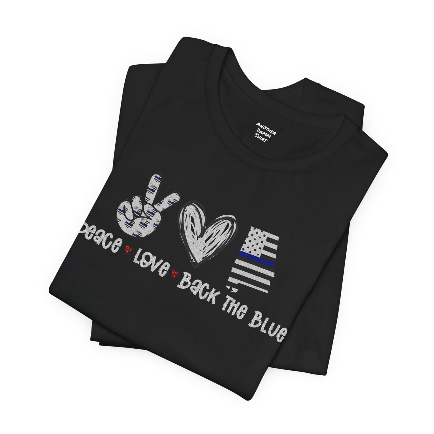 Peace Love Back The Blue in Alabama, Graphic Unisex Short Sleeve Tee