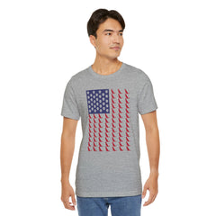 Personalized Dog Silhouette on American Flag - Tell us your dog breed, Unisex Short Sleeve Tee, Golden Retriever Silhouette Shown, Patriotic Shirt, Patriotic Pooch