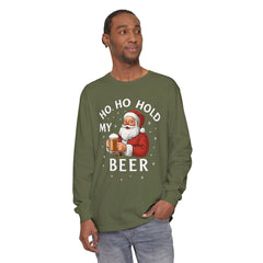 Festive Santa Claus Long Sleeve T-Shirt - "Ho Ho Hold My Beer"