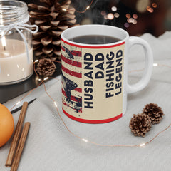 Fishing Themed Graphic Mug, USA Ceramic Mug, 11oz, 15oz. Gift for him, gift for dad, Birthday gift mug, fishing mug, Fathers Day Mug
