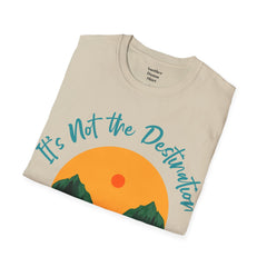 Its Not The Destination Its The Journey Retro Sunset Unisex Softstyle T-Shirt  A unique motivational expression of setting goals