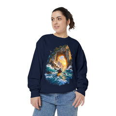Adventure Kayak Sweatshirt — Comfort Colors Sunset Sea Arch Graphic