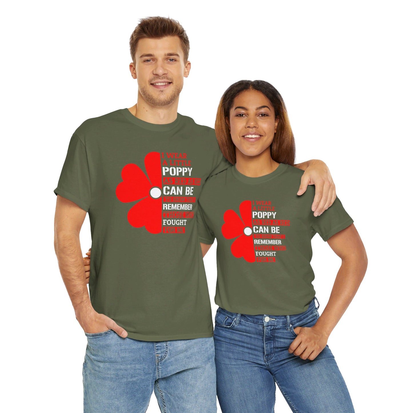 Memorial Day Poppy Tee, For Those Who Fought For Me, Unisex Cotton Tee