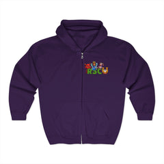 Russell Sage College Mascot Full Zip Hoodie - Purple Cow, Red Devil, Golden Horseshoe, Blue Angel