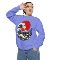 Japanese Wave and Red Sun Comfort Colors Sweatshirt